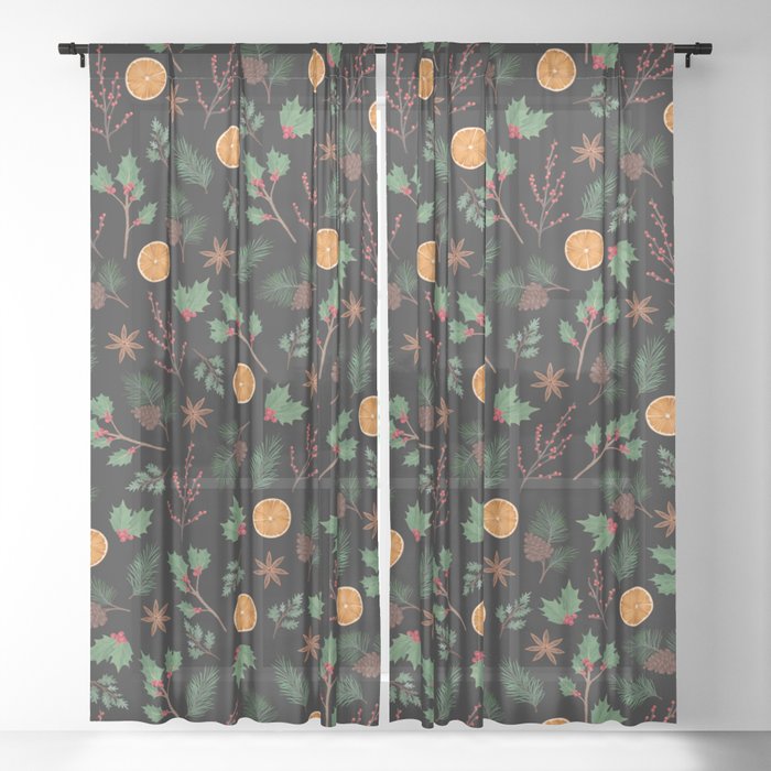 Christmas Foliage Sheer Curtain