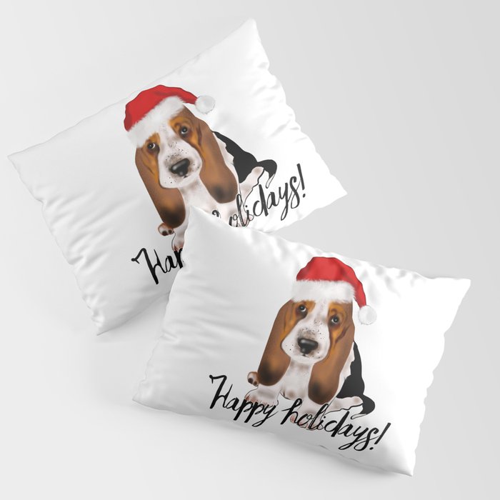 Cute Santa basset hound dog.Christmas puppy gift idea Pillow Sham