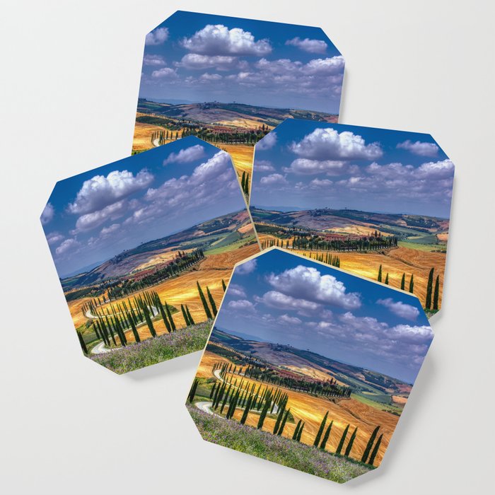 Cypress trees and meadow with typical tuscan house Coaster