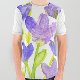 Purple Floral All Over Graphic Tee