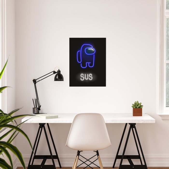 Among Us Blue Character Game Sus Art Print