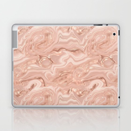 Glam Rose Gold Agate Swirl Texture Laptop & iPad Skin