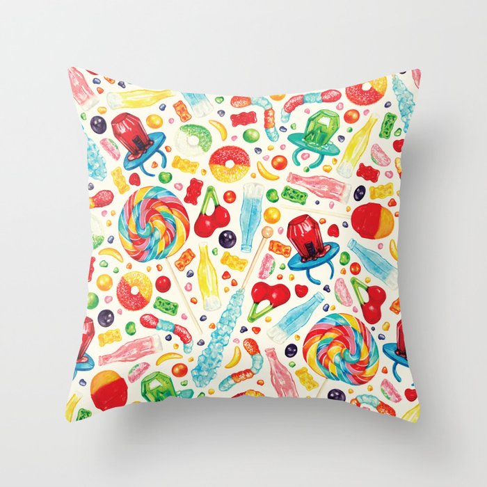 Candy Pattern - White Throw Pillow