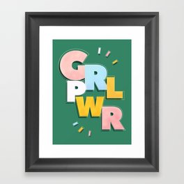 GIRL POWER - green Framed Art Print