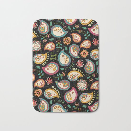 Hedgehog Paisley_Party Colors Bath Mat