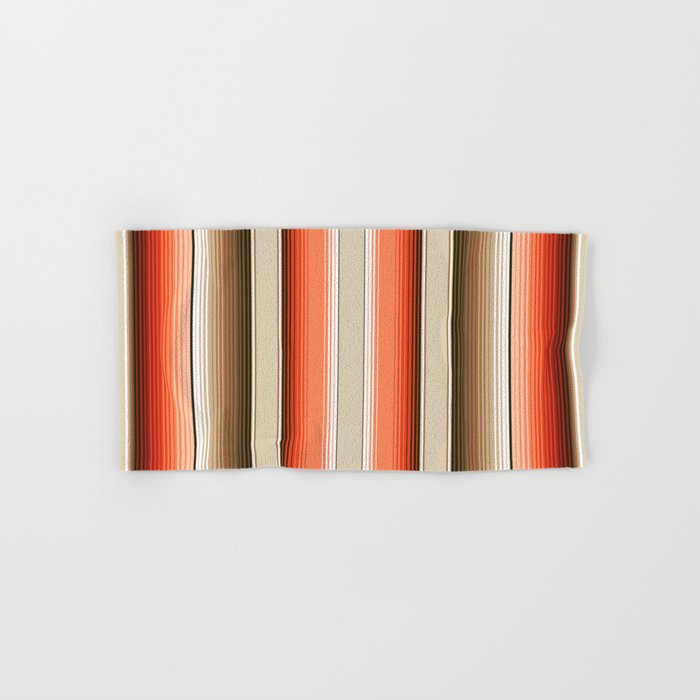 Navajo White Burnt Orange and Brown Southwest Serape Blanket