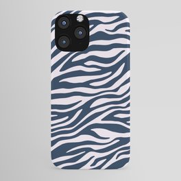 Navy Blue Zebra Animal Print iPhone Case