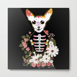 Chihuahua Dog Muertos Day Of Dead Sugar Skull Metal Print