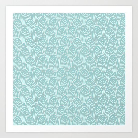 Blue Scribbles Pattern 09 Art Print