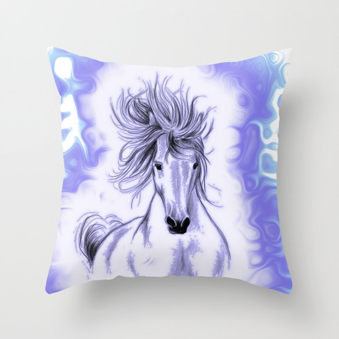 Blue Andalusian Flares Throw Pillow