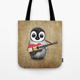 Baby Penguin Playing Egyptian Flag Acoustic Guitar Tote Bag