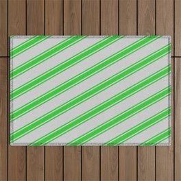 [ Thumbnail: Light Grey and Lime Green Colored Stripes Pattern Outdoor Rug ]