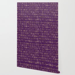 Ancient Egyptian Hieroglyphics - Purple & Gold Wallpaper