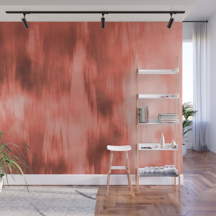 Pantone Living Coral Fusion Abstract Watercolor Blend Wall Mural