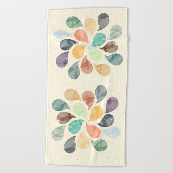 Colorful Water Drops (Watercolor version) Beach Towel