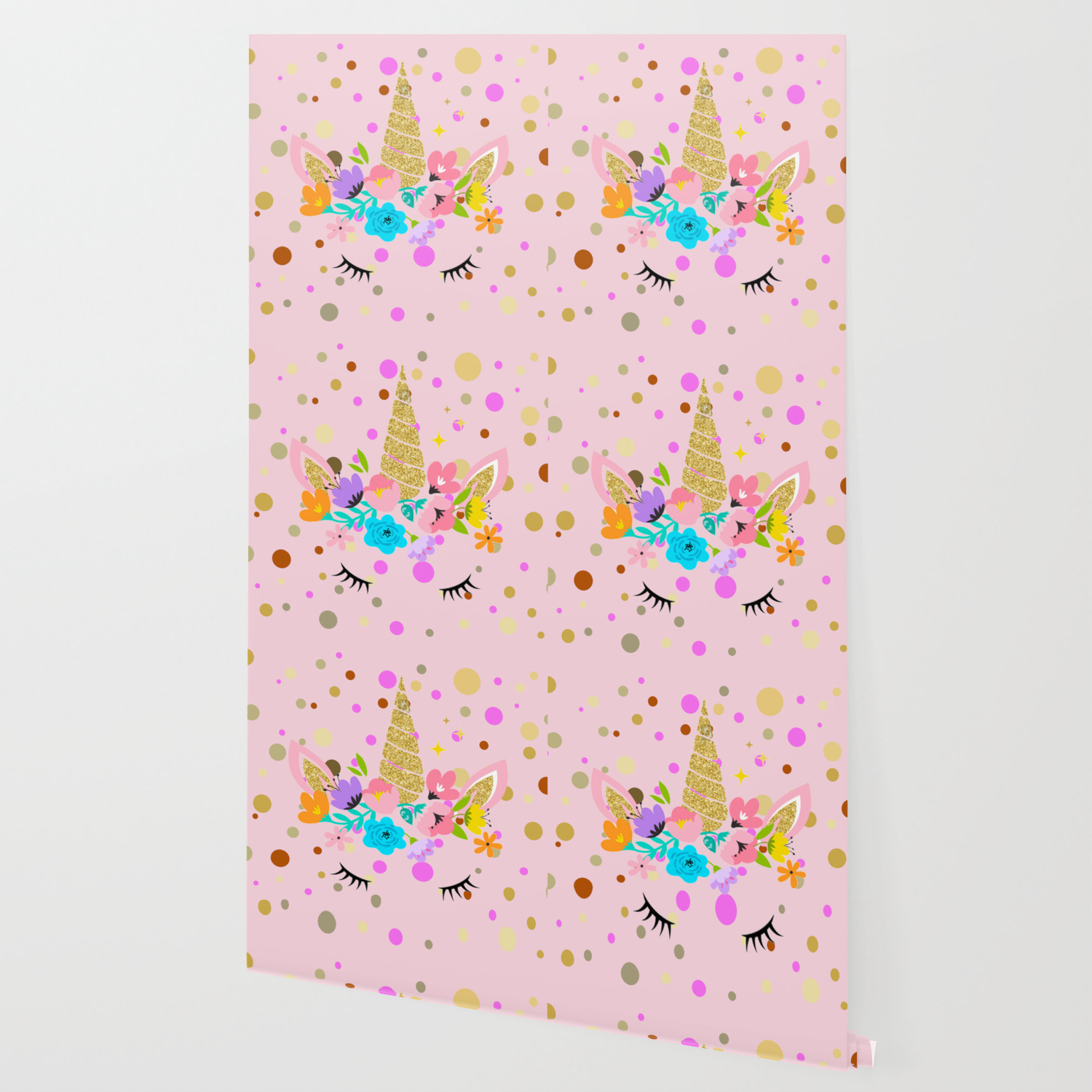 Unicorn With Pink Polka Dot Wallpaper By Christineiris Society6