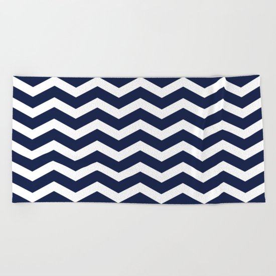 Indigo Navy Blue Chevron Beach Towel