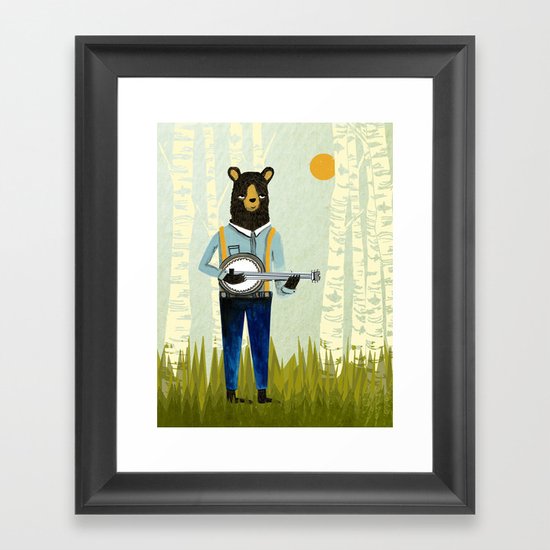 Bear's Bourree - Bear Playing Banjo Framed Art Print
