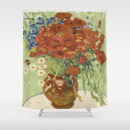 Vincent van Gogh's Vase with Daisies and Poppies Shower Curtain