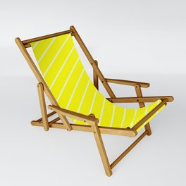 [ Thumbnail: Yellow and Mint Cream Colored Lined Pattern Sling Chair ]