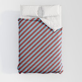 [ Thumbnail: Brown and Sky Blue Colored Lines Pattern Comforter ]