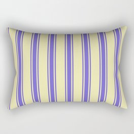 [ Thumbnail: Pale Goldenrod and Slate Blue Colored Striped/Lined Pattern Rectangular Pillow ]