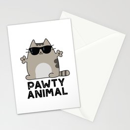 Pawty Animal Cute Cat Pun Stationery Card