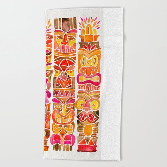 Tiki Totems – Fiery Palette Beach Towel