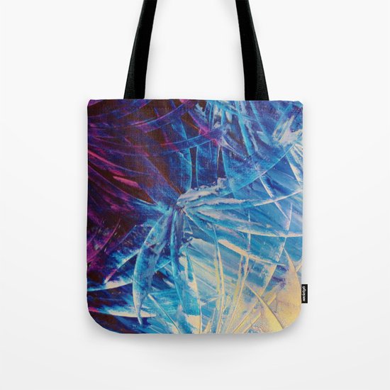 NIGHT FLOWERS - Beautiful Midnight Florals Feathers, Eggplant Lilac Periwinkle Cream Modern Abstract Tote Bag