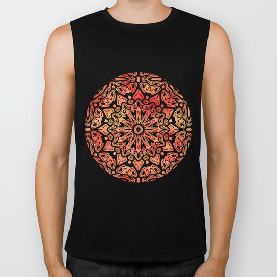 Oriental Watercolor ornament pattern yellow orange Biker Tank
