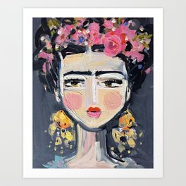Frida Limited Edition Digital Print Kahlo Emotions Blues Pinks 5x7 print ready to frame matted frida emotional art