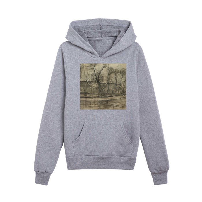 Farm Near Duivendrecht, The Sea (1905&ndash;1914) drawing in high resolution by Piet Mondrian. Kids Pullover Hoodie