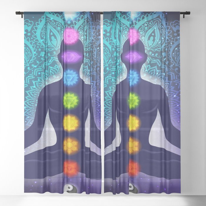 Meditating in Lotus Pose Sheer Curtain