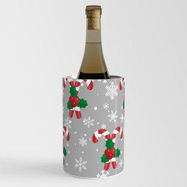 Christmas Vector Seamless Pattern with Candy Canes and Snowflakes 02 Wine Chiller