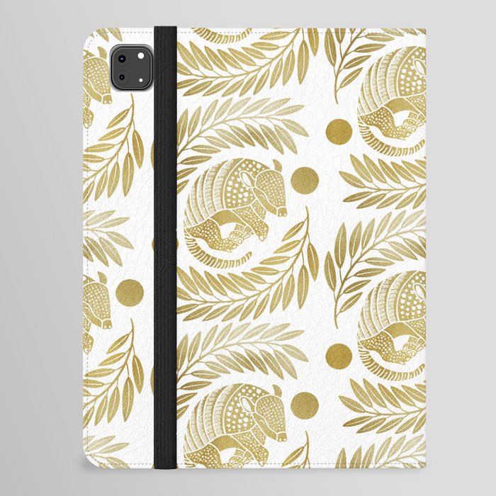 Sleepy Armadillo – Gold Metallic Silhouette Pattern iPad Folio Case