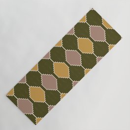 Retro Hygge Tribal Checker Pattern in Green Yoga Mat