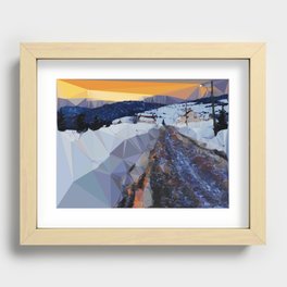 Road in Snowy Landscape Low Poly Geometric  Recessed Framed Print
