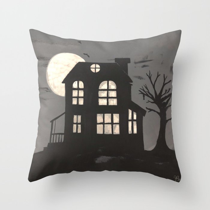 Haunted House on the Hill Throw Pillow