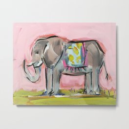 Elated Elephant Metal Print | Elephant, Painting, Pink, Animalart, Watercolorelephant, Elaphants, Devinepaintings, Lime, Pinkpainting, Animal 
