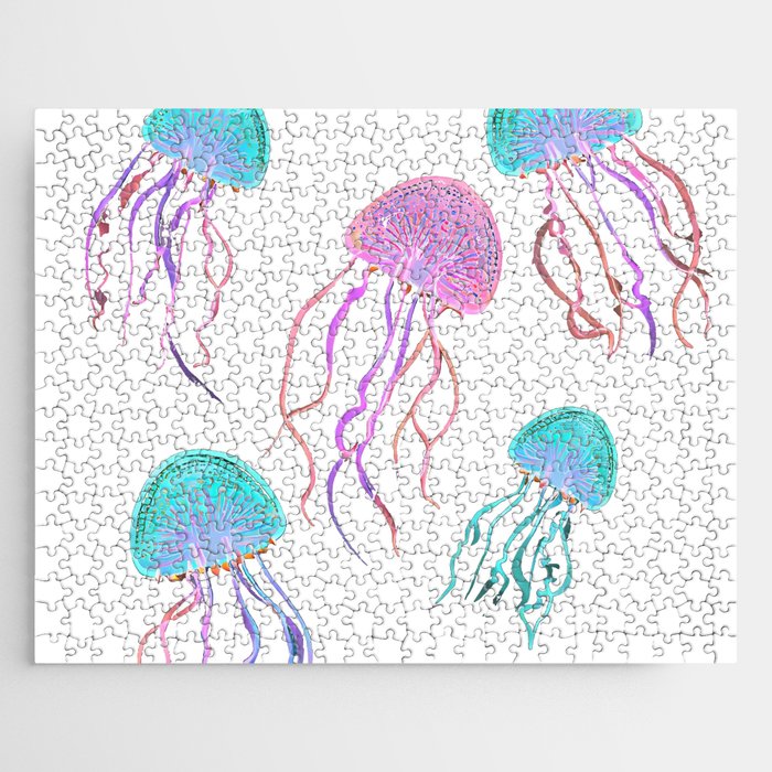 Neon Jelly Fish Dance Party Jigsaw Puzzle