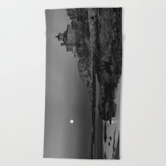 Full "Pink" Moon at Good Harbor Beach BW Beach Towel