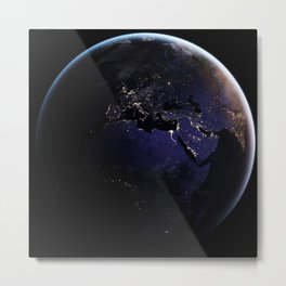 The Earth at Night 1 Metal Print | Saudiarabia, Africa, Ocean, Night, Civilization, Nasa, Europe, Photo, Humanrace, Earth 
