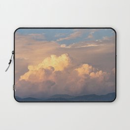 Cloudy orange sunset over the mountains Laptop Sleeve