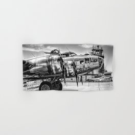 WWII Flying Fortress aviation bomber airplane flight portrait black and white photograph - photography - photographs Hand & Bath Towel