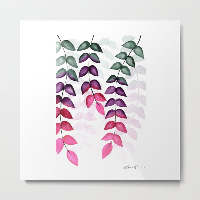 Pink Leaves Metal Print