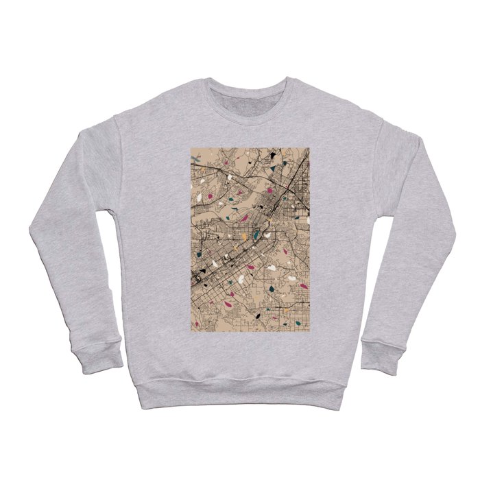 USA Riverside City Map - Beige Terrazzo Collage Crewneck Sweatshirt