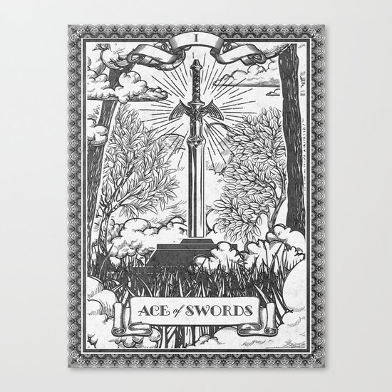 Legend of Zelda Master Sword Vintage Tarot Scene Canvas Print