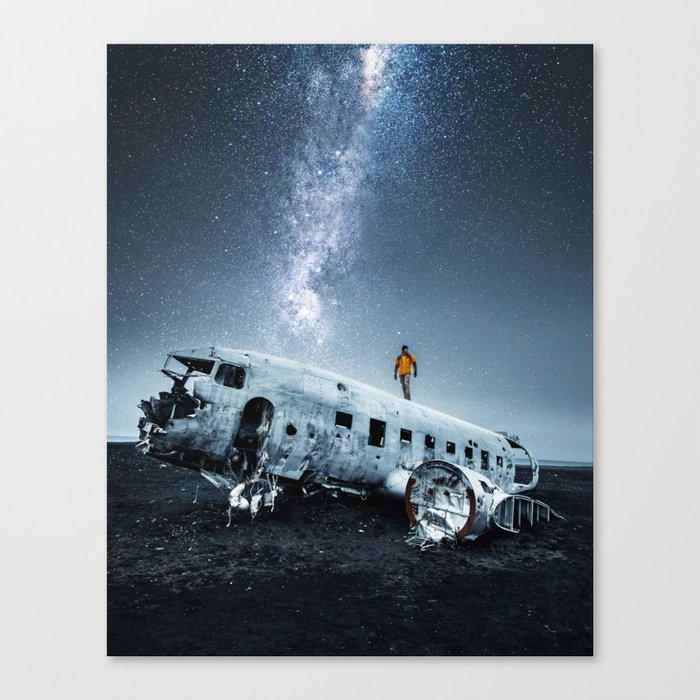 airplane wreck in iceland Canvas Print