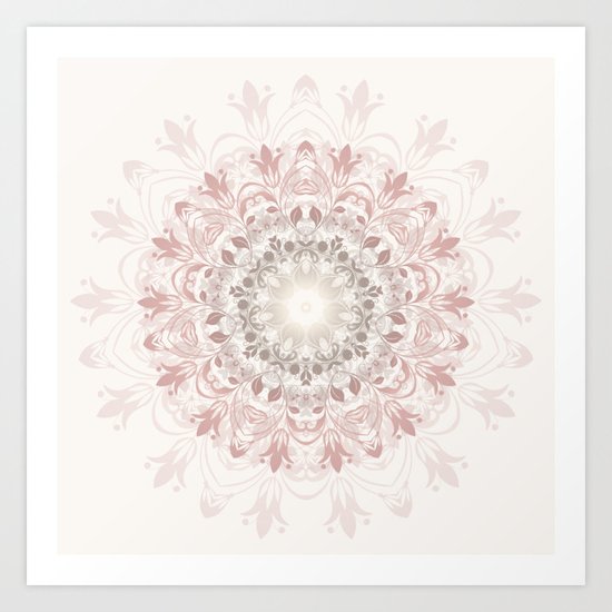 Rose Pastel Floral Mandala Art Print