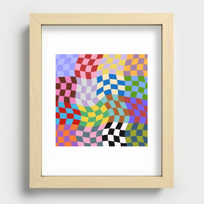 colorful wavy checkerboard Recessed Framed Print